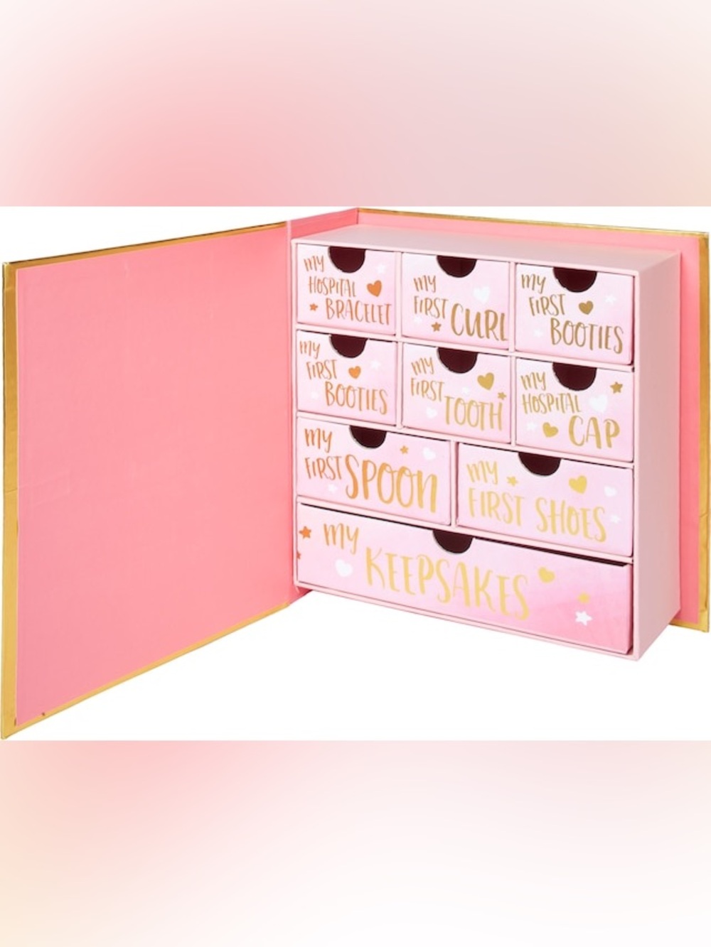 Baby Keepsake Storage Chest - Pink My First Keepsakes Organizer